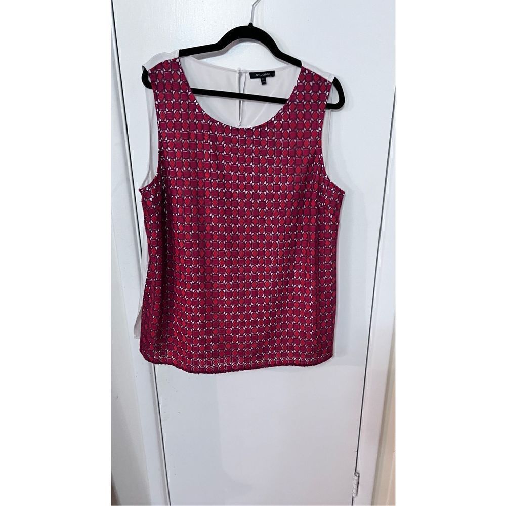 ST. JOHN HIBISCUS MULTI GEOMETRIC PATTERN TOP WOMENS SIZE XL